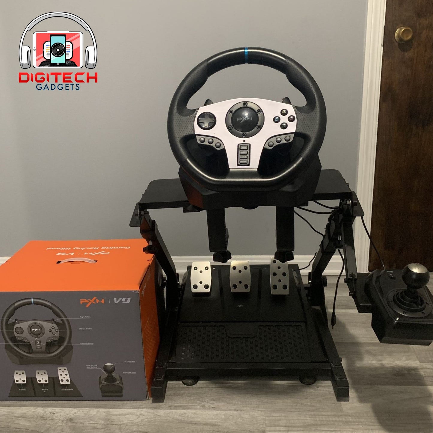 PXN V9 Racing Wheel + Shifter Bundle | PS4, PS3, PC, Switch, Xbox One, Xbox Series X|S