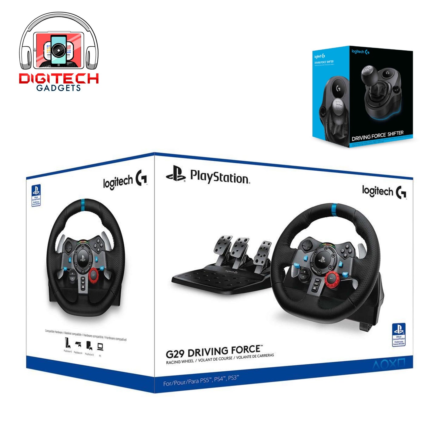 Logitech G29 Racing Wheel + Shifter Bundle | For PS5 PS4 PS3 PC