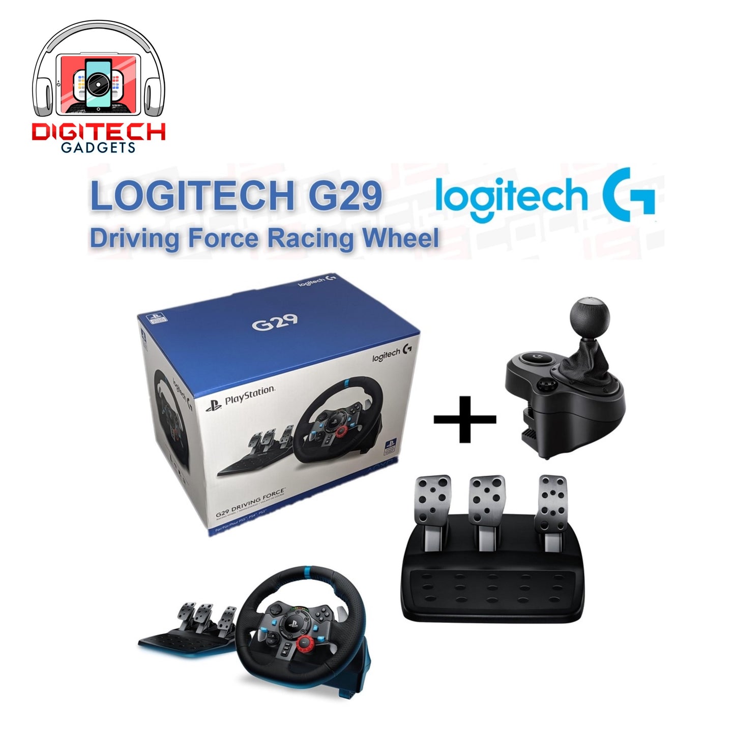 Logitech G29 Racing Wheel + Shifter Bundle | For PS5 PS4 PS3 PC