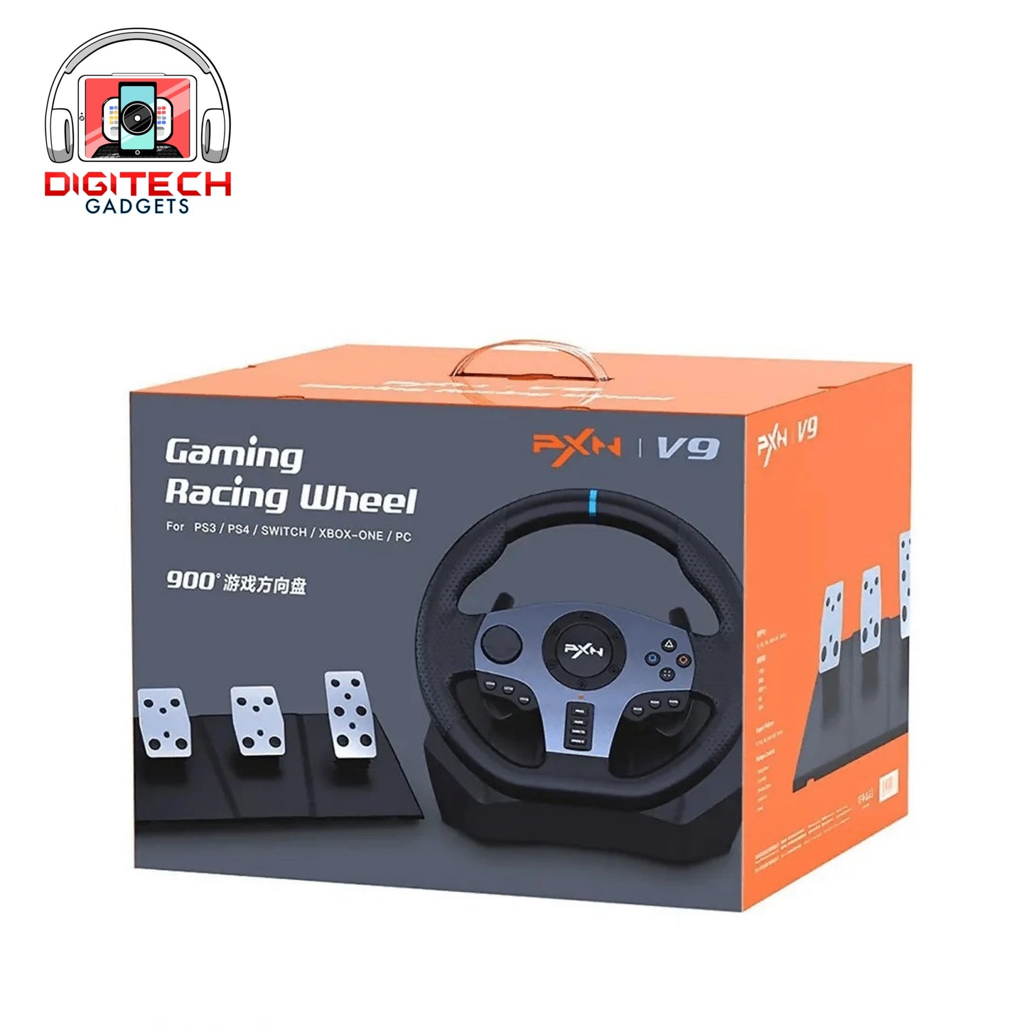 PXN V9 Racing Wheel + Shifter Bundle | PS4, PS3, PC, Switch, Xbox One, Xbox Series X|S