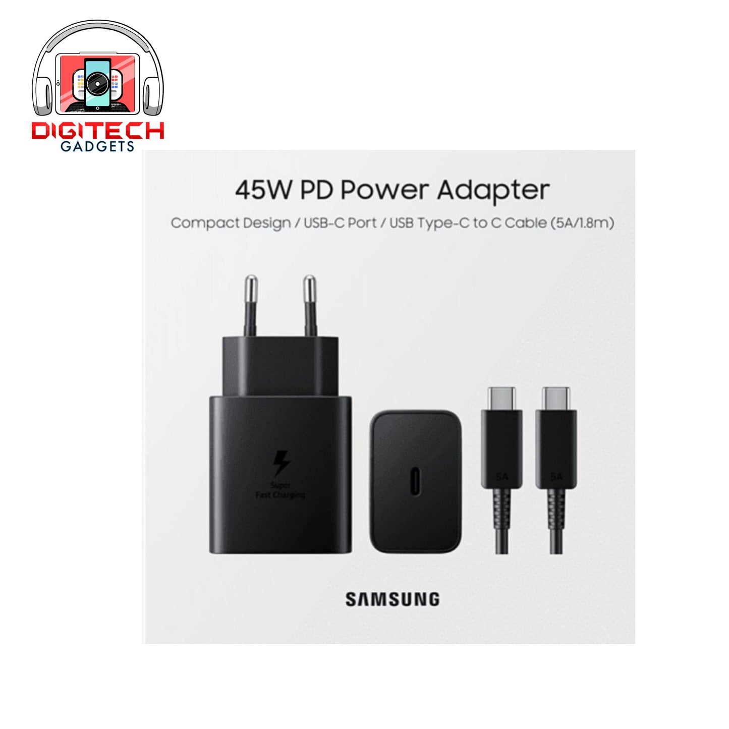 Samsung Power Adapter 45W + Cable | USB-C Power | Super Fast | 3 Pin