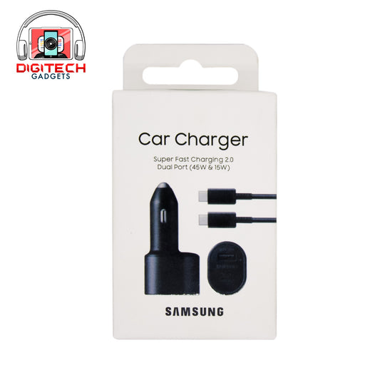 Samsung Car Charger | Dual Port 45W & 15W + Cable | USB & USB-C Power | Super Fast